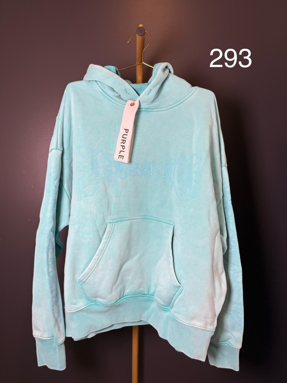 Mint Blue Hooded Pullover Sweatshirt by Purple
